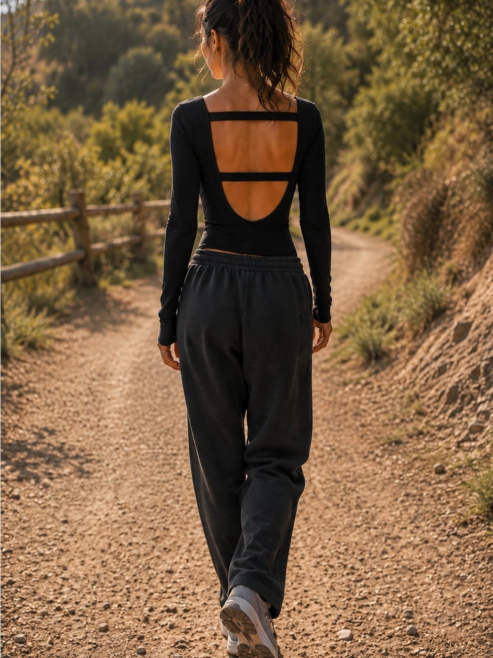 BY ANTHROPOLOGIE Black Ribbed Open Back Long Sleeve Bodysuit Cross Strap